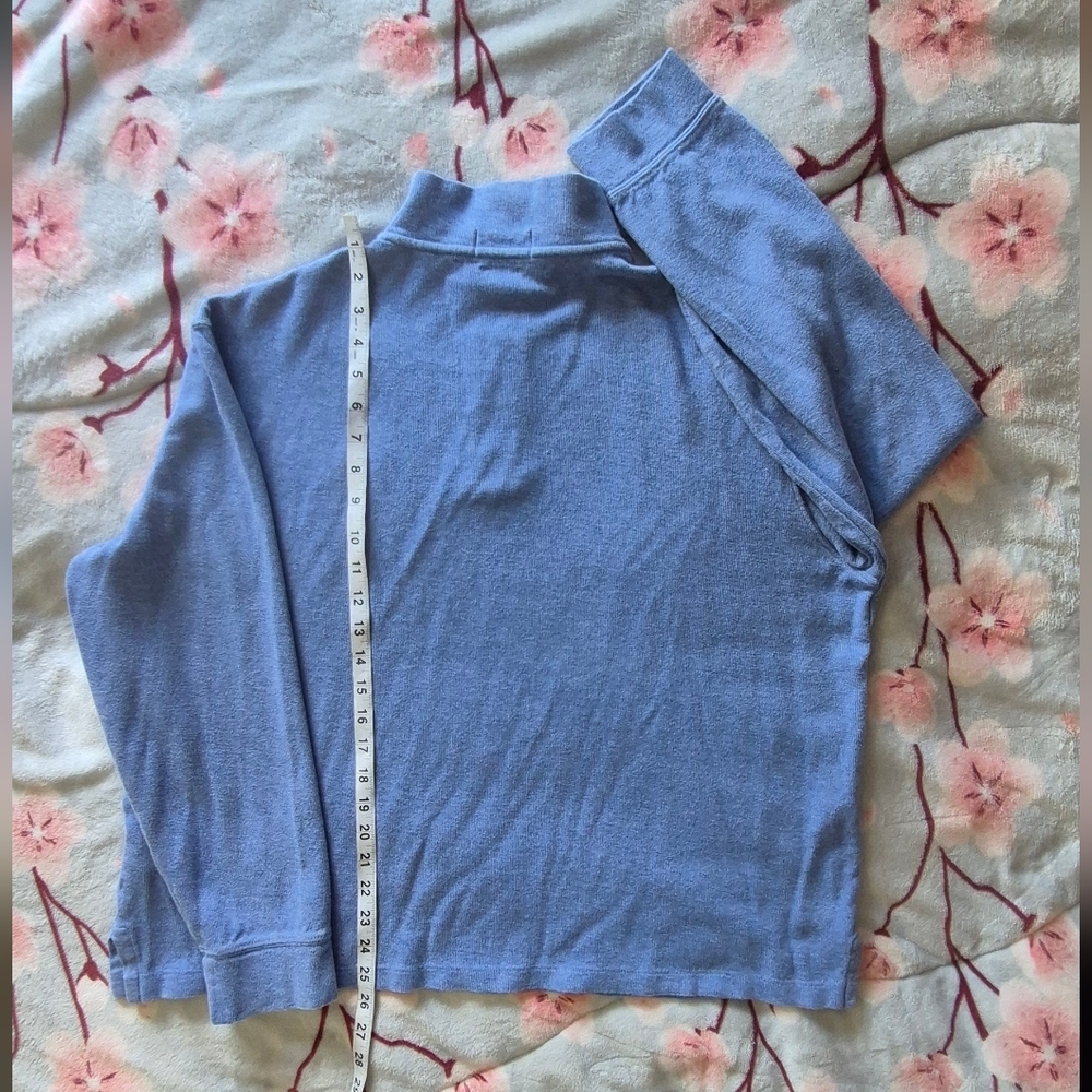 Men's Light Blue Quarter-Zip Polo Sweater - Picture 5 of 6